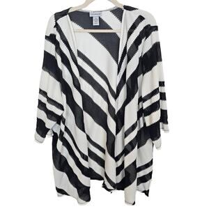 Catherines Kimono Plus Size Open Front Kimono Plus Size Striped Kimono 3X White